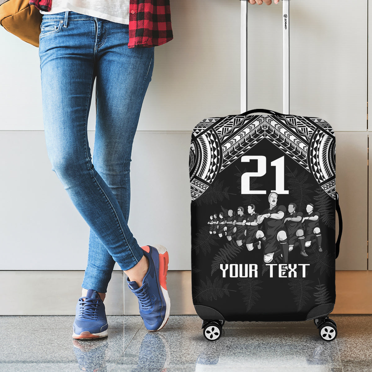 Custom NZ Rugby Luggage Cover Kapa Opango Maori Haka With Years of The All Black Champions - Wonder Print Shop