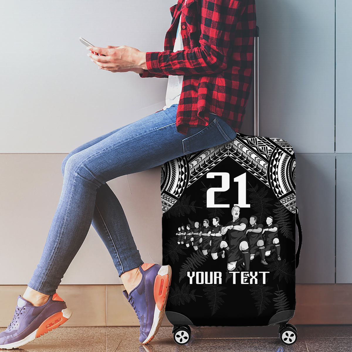 Custom NZ Rugby Luggage Cover Kapa Opango Maori Haka With Years of The All Black Champions - Wonder Print Shop