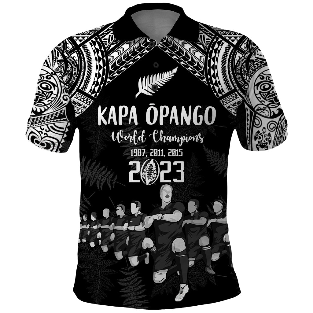Custom NZ Rugby Polo Shirt Kapa Opango Maori Haka With Years of The All Black Champions - Wonder Print Shop