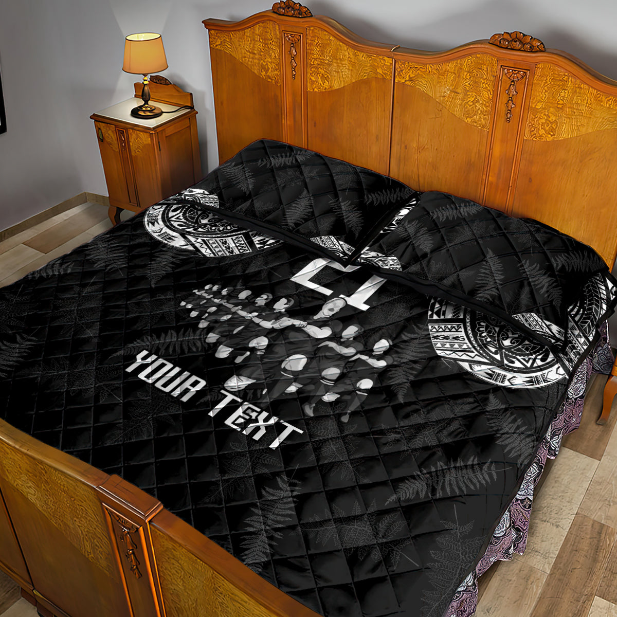 Custom NZ Rugby Quilt Bed Set Kapa Opango Maori Haka With Years of The All Black Champions - Wonder Print Shop