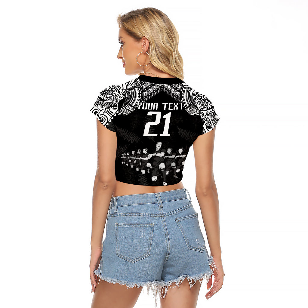Custom NZ Rugby Raglan Cropped T Shirt Kapa Opango Maori Haka With Years of The All Black Champions - Wonder Print Shop