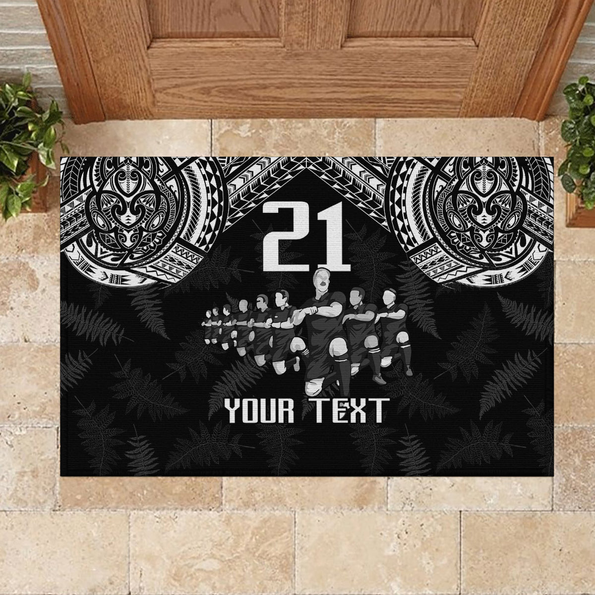 Custom NZ Rugby Rubber Doormat Kapa Opango Maori Haka With Years of The All Black Champions - Wonder Print Shop