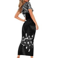 Custom NZ Rugby Short Sleeve Bodycon Dress Kapa Opango Maori Haka With Years of The All Black Champions - Wonder Print Shop