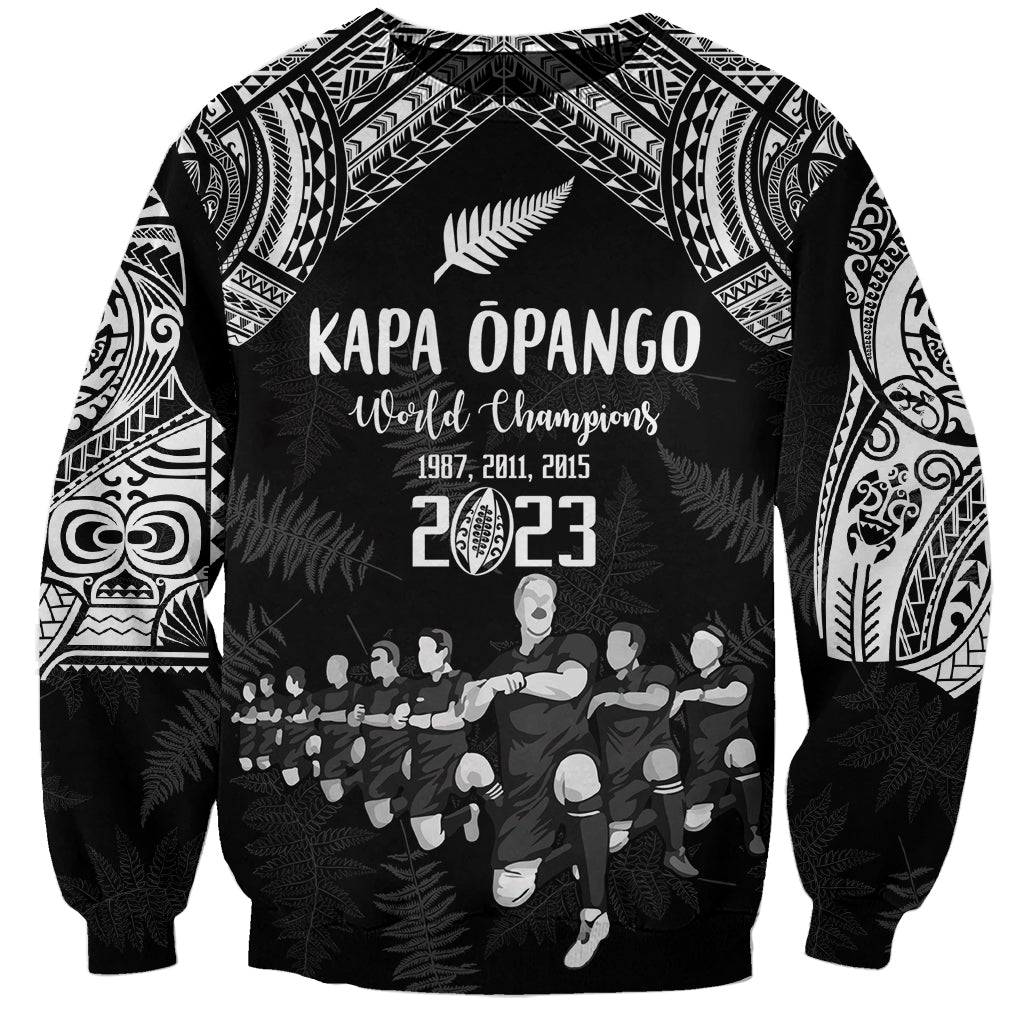 Custom NZ Rugby Sweatshirt Kapa Opango Maori Haka With Years of The All Black Champions - Wonder Print Shop