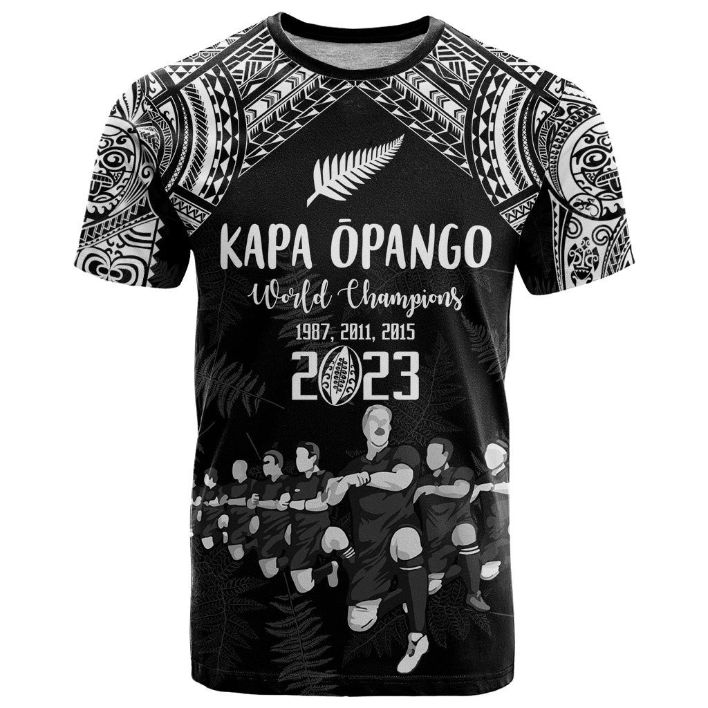 Custom NZ Rugby T Shirt Kapa Opango Maori Haka With Years of The All Black Champions - Wonder Print Shop