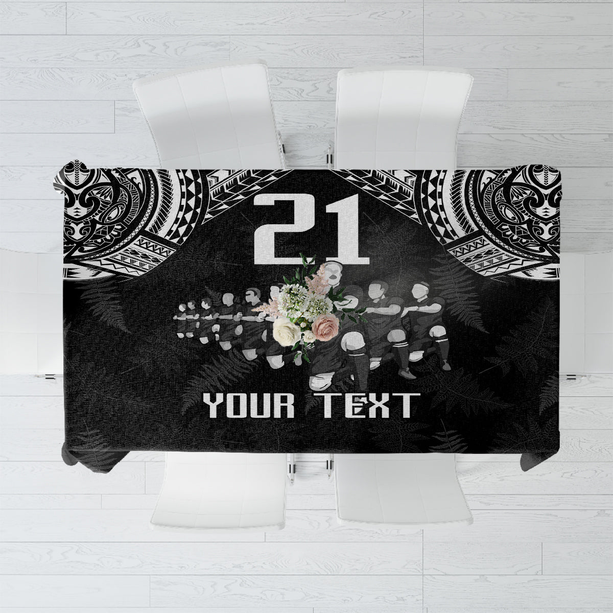 Custom NZ Rugby Tablecloth Kapa Opango Maori Haka With Years of The All Black Champions - Wonder Print Shop