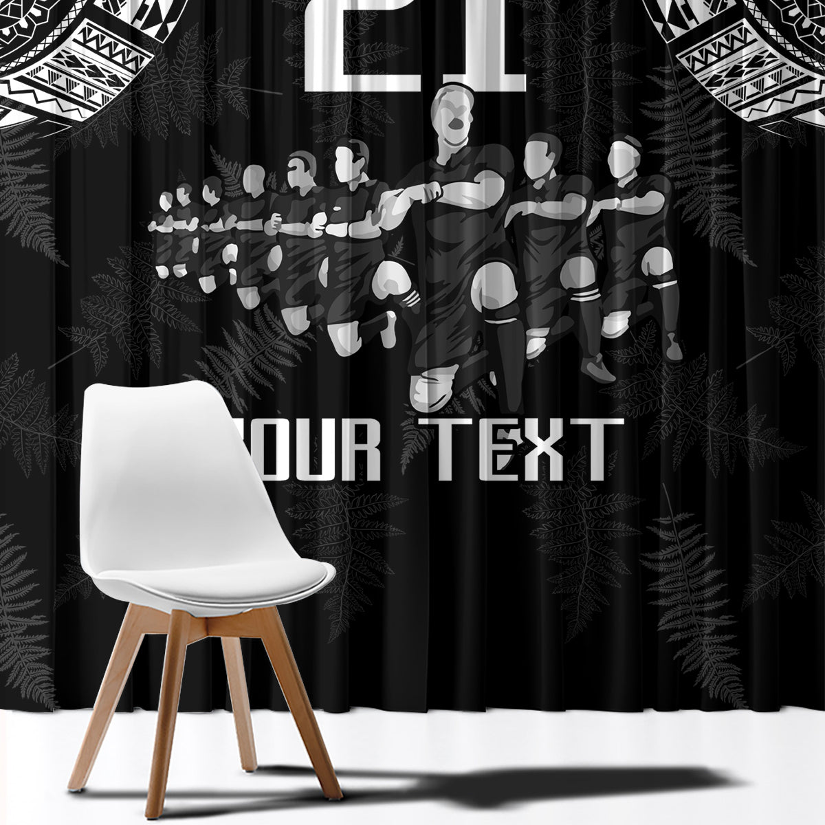 Custom NZ Rugby Window Curtain Kapa Opango Maori Haka With Years of The All Black Champions - Wonder Print Shop