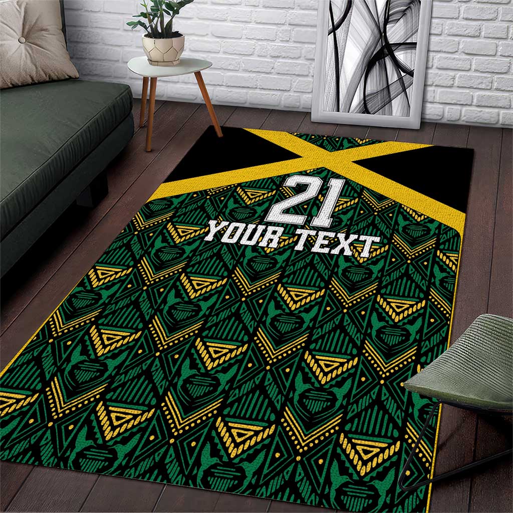 Jamaica Football Custom Area Rug Black Ethnic Motifs LT9 - Wonder Print Shop