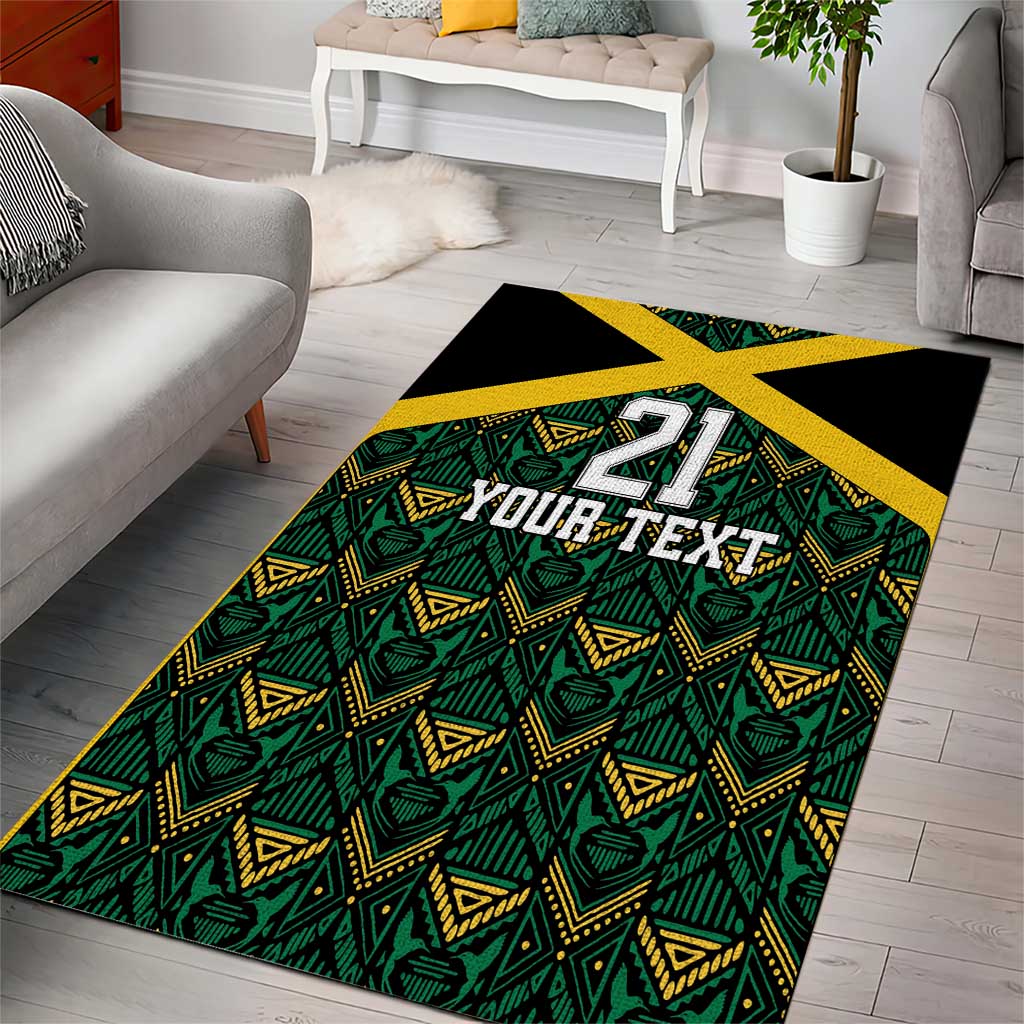 Jamaica Football Custom Area Rug Black Ethnic Motifs LT9 - Wonder Print Shop