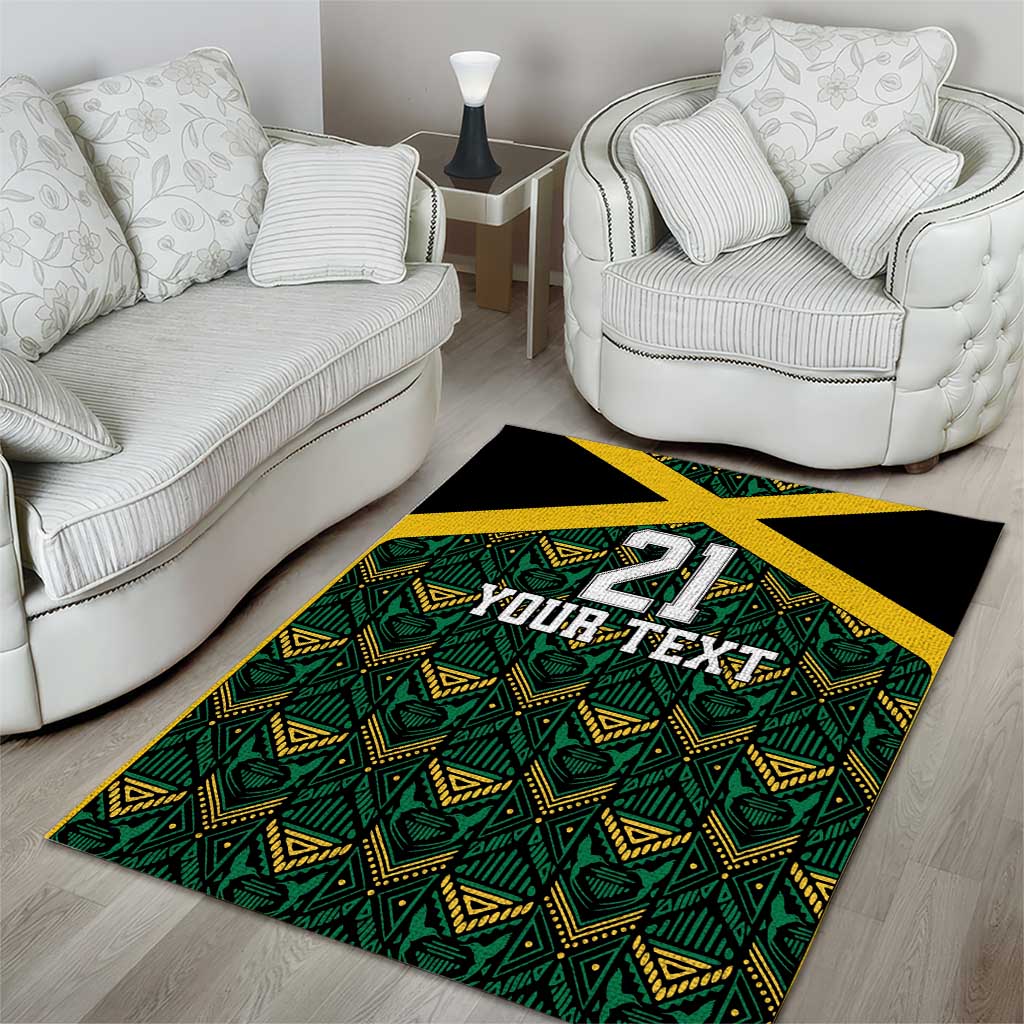 Jamaica Football Custom Area Rug Black Ethnic Motifs LT9 - Wonder Print Shop