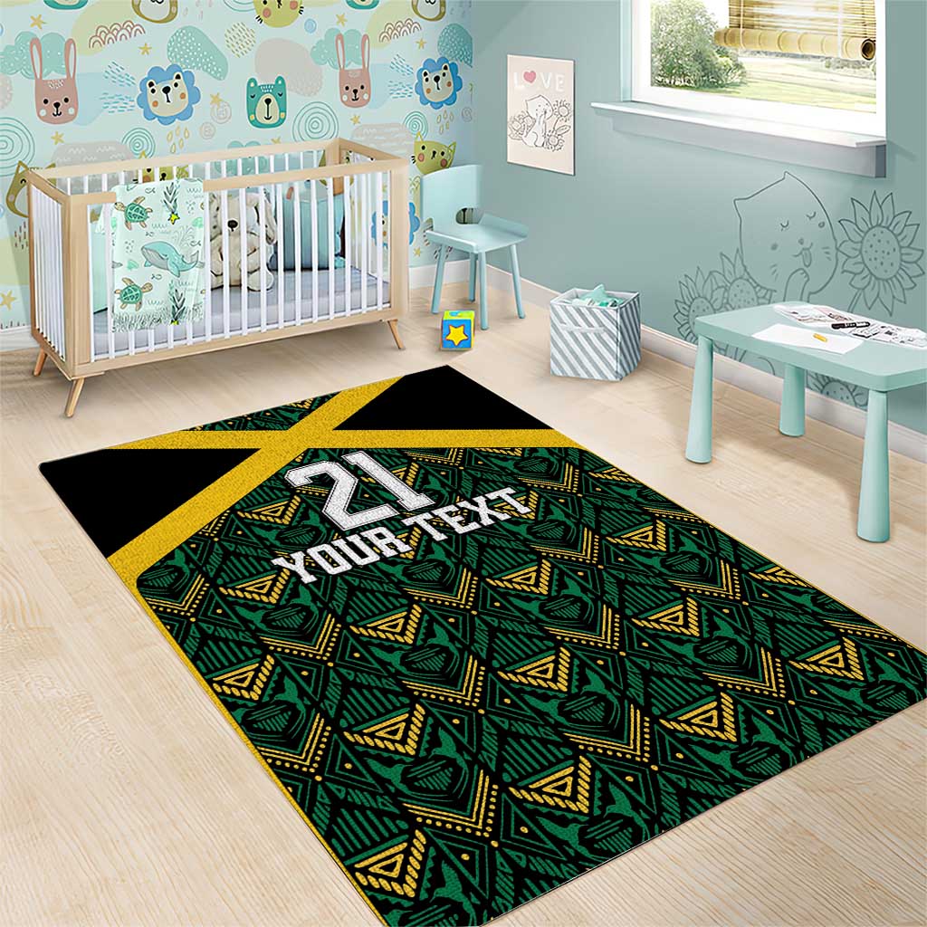 Jamaica Football Custom Area Rug Black Ethnic Motifs LT9 - Wonder Print Shop