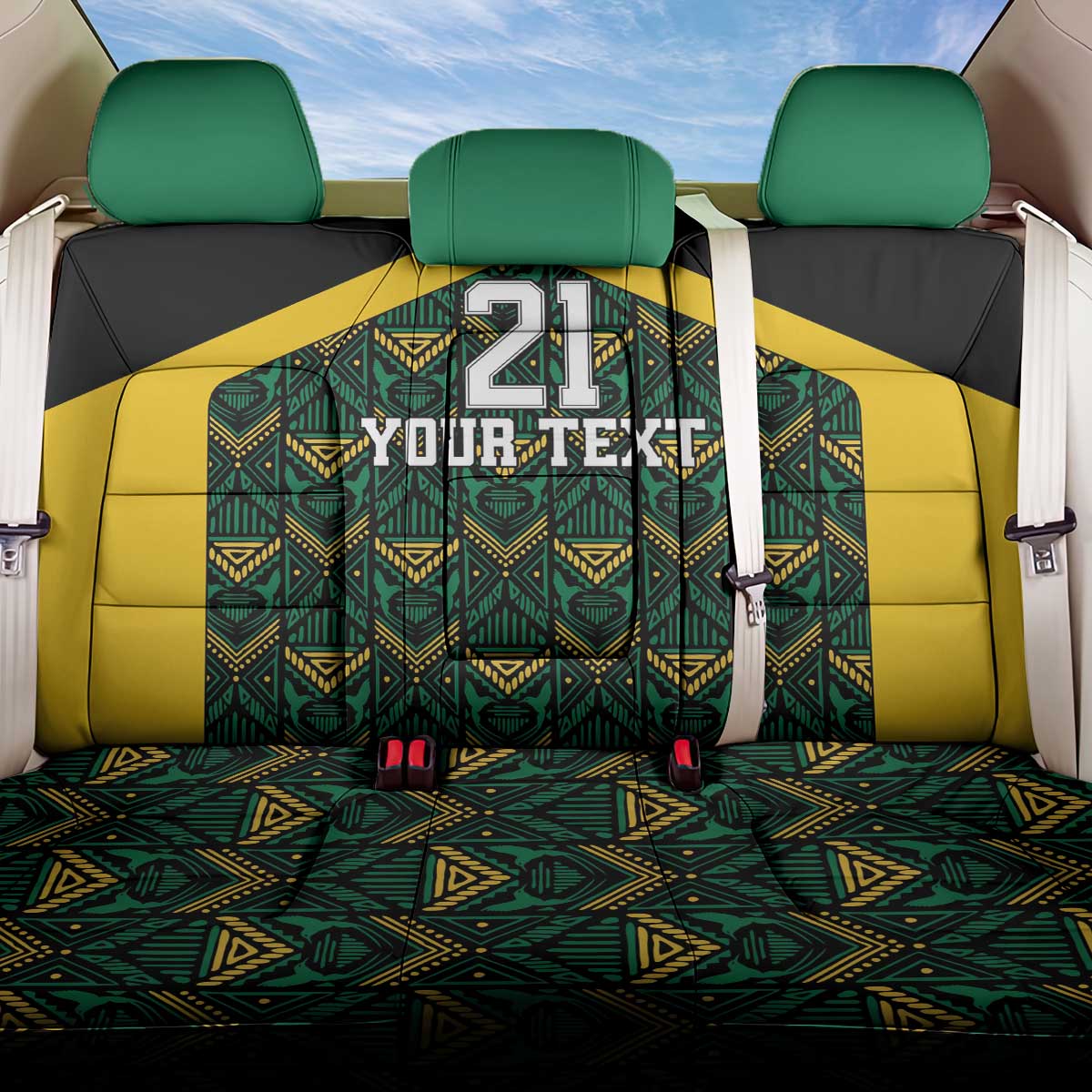 Jamaica Football Custom Back Car Seat Cover Black Ethnic Motifs LT9 - Wonder Print Shop
