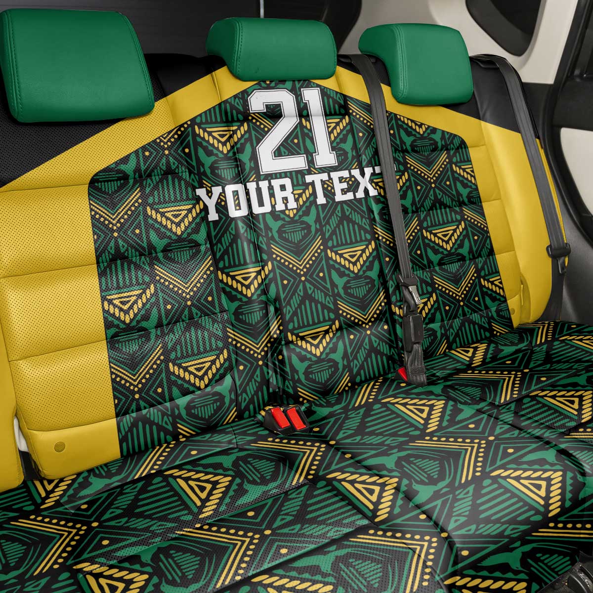 Jamaica Football Custom Back Car Seat Cover Black Ethnic Motifs LT9 - Wonder Print Shop