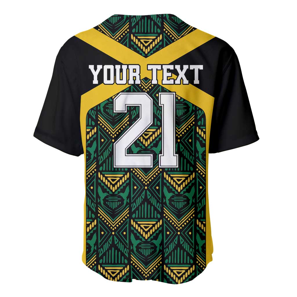 Jamaica Football Custom Baseball Jersey Black Ethnic Motifs LT9 - Wonder Print Shop