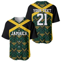 Jamaica Football Custom Baseball Jersey Black Ethnic Motifs LT9 - Wonder Print Shop