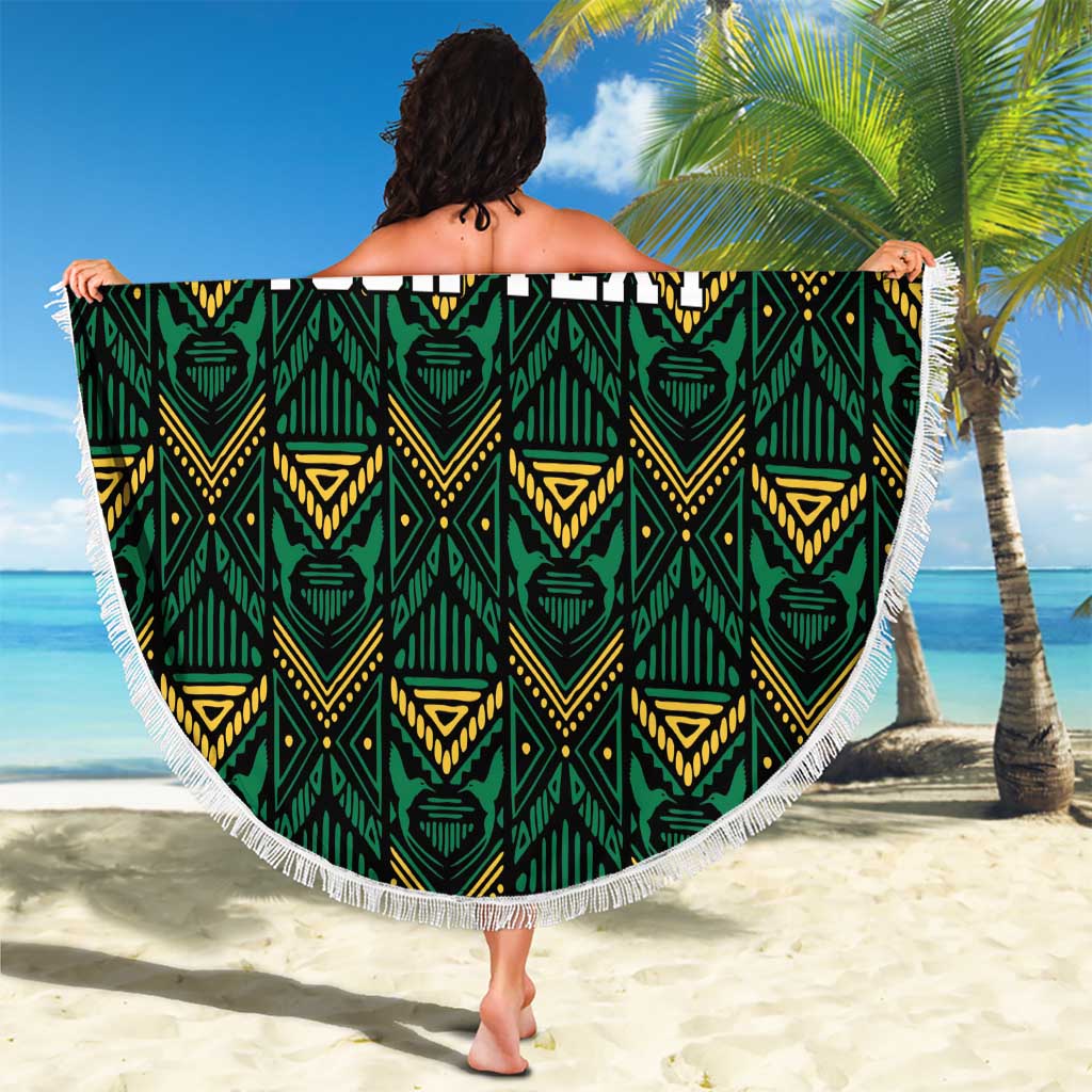 Jamaica Football Custom Beach Blanket Black Ethnic Motifs LT9 - Wonder Print Shop