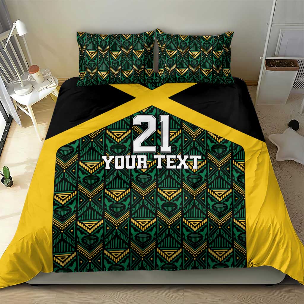 Jamaica Football Custom Bedding Set Black Ethnic Motifs LT9 - Wonder Print Shop