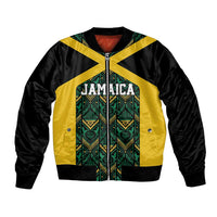 Jamaica Football Custom Bomber Jacket Black Ethnic Motifs LT9 - Wonder Print Shop