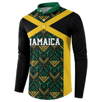 Jamaica Football Custom Button Sweatshirt Black Ethnic Motifs LT9 - Wonder Print Shop