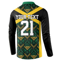 Jamaica Football Custom Button Sweatshirt Black Ethnic Motifs LT9 - Wonder Print Shop