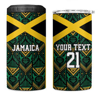 Jamaica Football Custom 4 in 1 Can Cooler Tumbler Black Ethnic Motifs LT9 - Wonder Print Shop