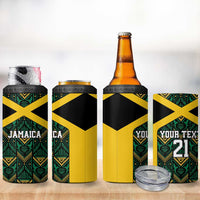 Jamaica Football Custom 4 in 1 Can Cooler Tumbler Black Ethnic Motifs LT9 - Wonder Print Shop