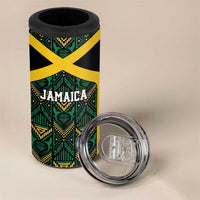 Jamaica Football Custom 4 in 1 Can Cooler Tumbler Black Ethnic Motifs LT9 - Wonder Print Shop