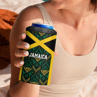 Jamaica Football Custom 4 in 1 Can Cooler Tumbler Black Ethnic Motifs LT9 - Wonder Print Shop