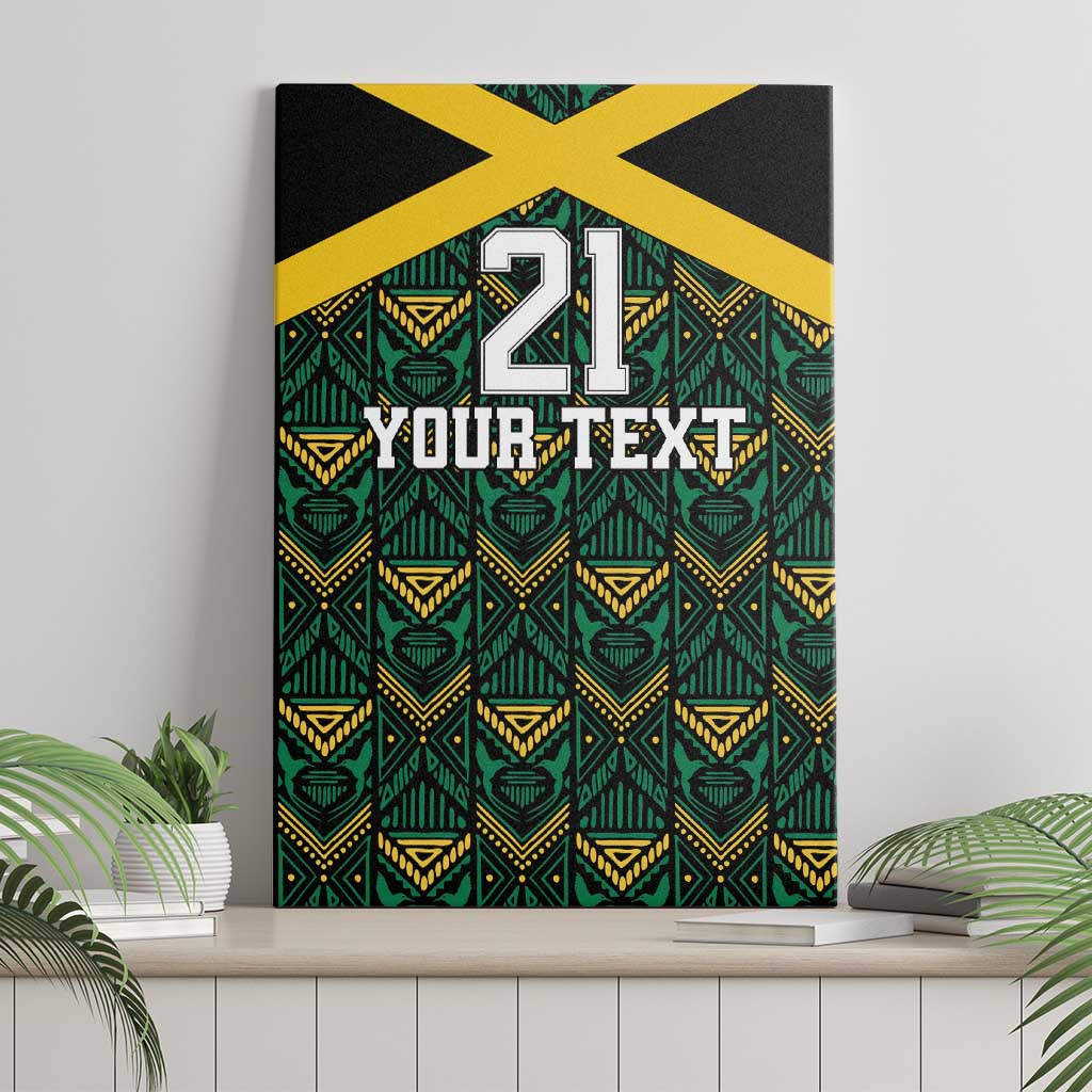 Jamaica Football Custom Canvas Wall Art Black Ethnic Motifs LT9 - Wonder Print Shop