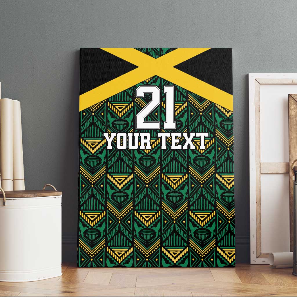 Jamaica Football Custom Canvas Wall Art Black Ethnic Motifs LT9 - Wonder Print Shop