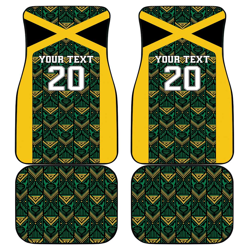 Jamaica Football Custom Car Mats Black Ethnic Motifs LT9 - Wonder Print Shop