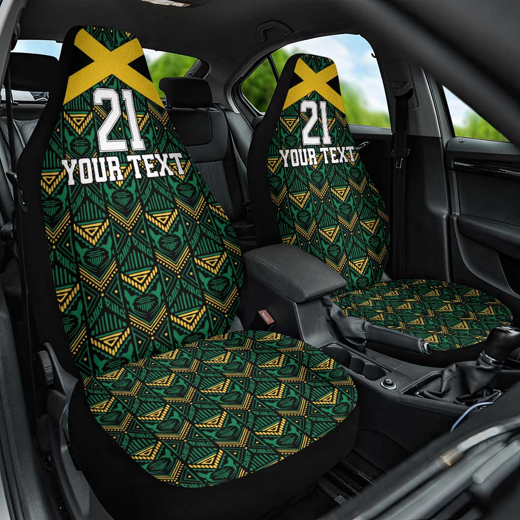 Jamaica Football Custom Car Seat Cover Black Ethnic Motifs LT9 - Wonder Print Shop