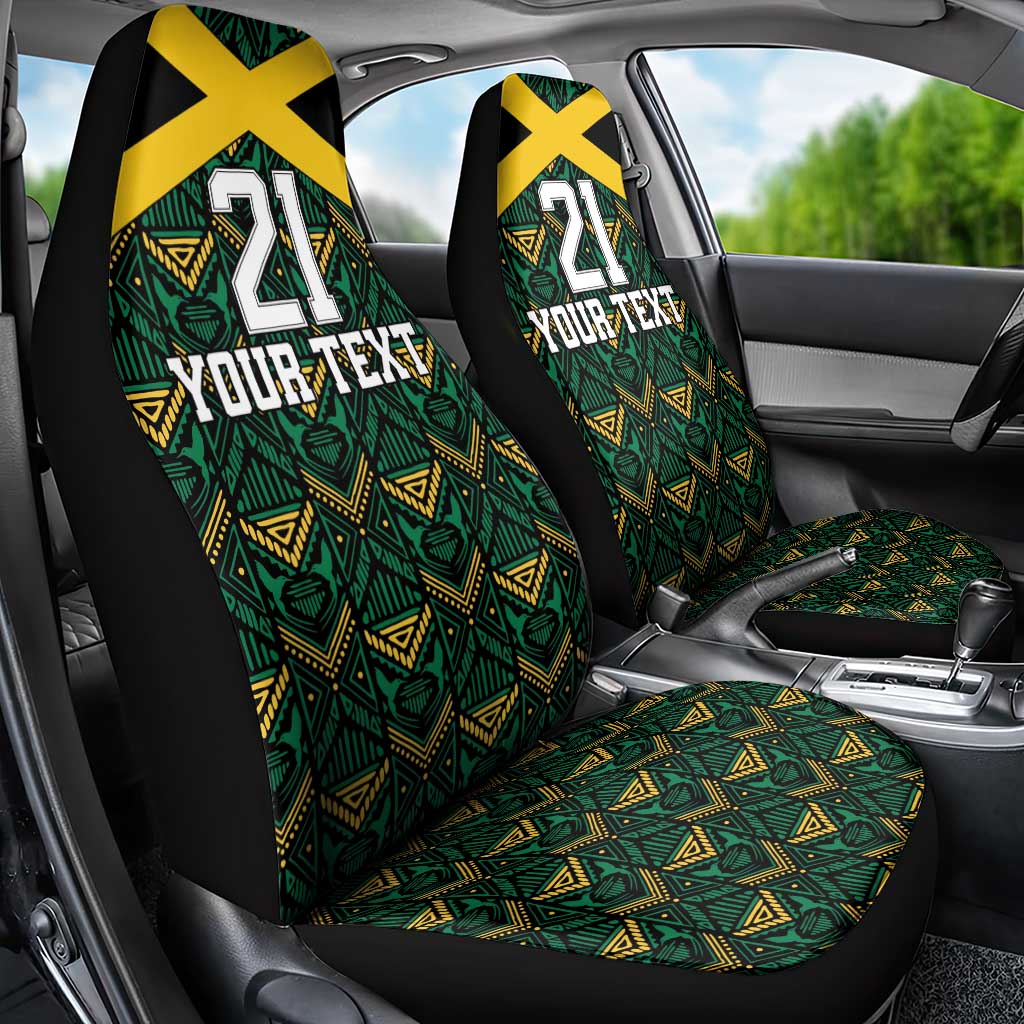 Jamaica Football Custom Car Seat Cover Black Ethnic Motifs LT9 - Wonder Print Shop