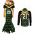 Jamaica Football Custom Couples Matching Mermaid Dress and Long Sleeve Button Shirt Black Ethnic Motifs
