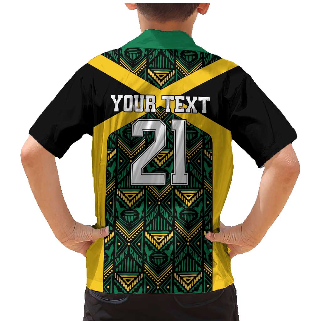 Jamaica Football Custom Family Matching Mermaid Dress and Hawaiian Shirt Black Ethnic Motifs LT9 - Wonder Print Shop