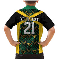 Jamaica Football Custom Family Matching Mermaid Dress and Hawaiian Shirt Black Ethnic Motifs LT9 - Wonder Print Shop