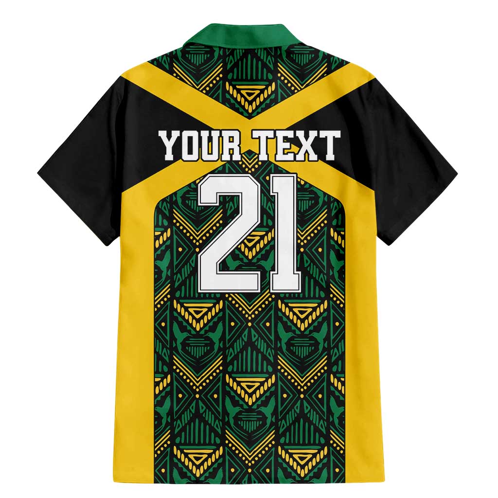 Jamaica Football Custom Family Matching Mermaid Dress and Hawaiian Shirt Black Ethnic Motifs LT9 - Wonder Print Shop