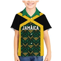 Jamaica Football Custom Family Matching Mermaid Dress and Hawaiian Shirt Black Ethnic Motifs LT9 - Wonder Print Shop