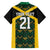 Jamaica Football Custom Family Matching Off The Shoulder Long Sleeve Dress and Hawaiian Shirt Black Ethnic Motifs - Wonder Print Shop
