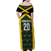 Jamaica Football Custom Family Matching Off Shoulder Maxi Dress and Hawaiian Shirt Black Ethnic Motifs LT9 - Wonder Print Shop