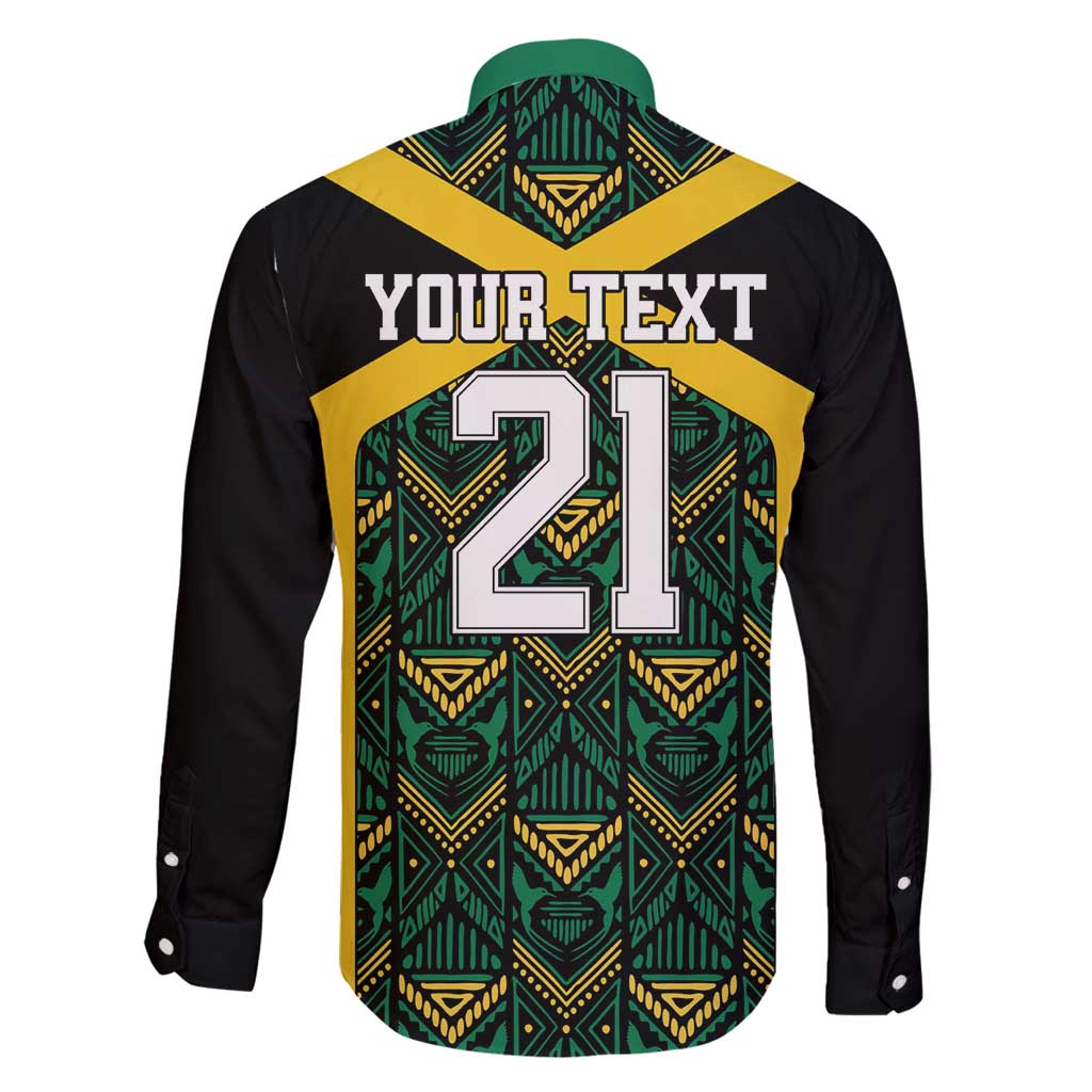 Jamaica Football Custom Family Matching Off Shoulder Short Dress and Hawaiian Shirt Black Ethnic Motifs LT9 - Wonder Print Shop