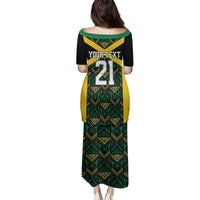 Jamaica Football Custom Family Matching Puletasi and Hawaiian Shirt Black Ethnic Motifs - Wonder Print Shop