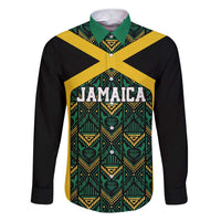 Jamaica Football Custom Family Matching Short Sleeve Bodycon Dress and Hawaiian Shirt Black Ethnic Motifs - Wonder Print Shop