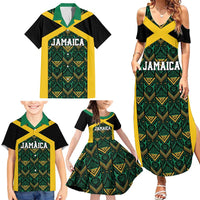 Jamaica Football Custom Family Matching Summer Maxi Dress and Hawaiian Shirt Black Ethnic Motifs - Wonder Print Shop