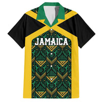 Jamaica Football Custom Family Matching Tank Maxi Dress and Hawaiian Shirt Black Ethnic Motifs - Wonder Print Shop