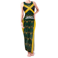 Jamaica Football Custom Family Matching Tank Maxi Dress and Hawaiian Shirt Black Ethnic Motifs - Wonder Print Shop