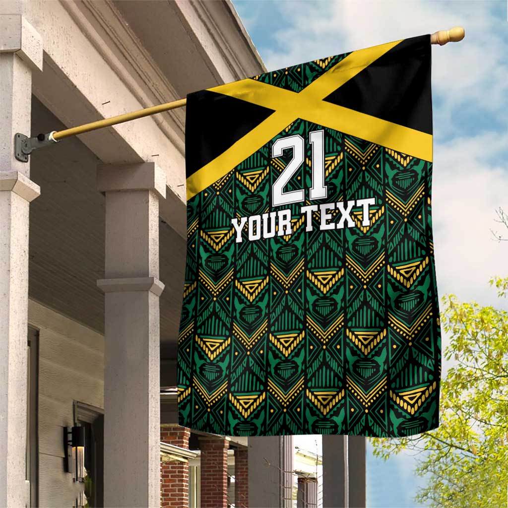 Jamaica Football Custom Garden Flag Black Ethnic Motifs - Wonder Print Shop