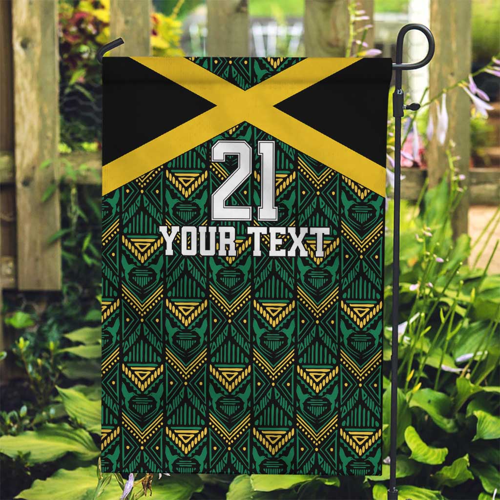Jamaica Football Custom Garden Flag Black Ethnic Motifs - Wonder Print Shop