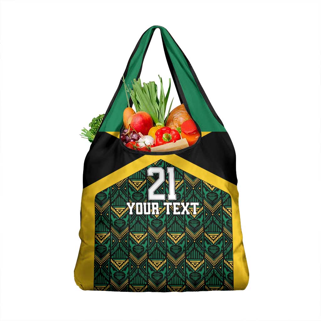Jamaica Football Custom Grocery Bag Black Ethnic Motifs