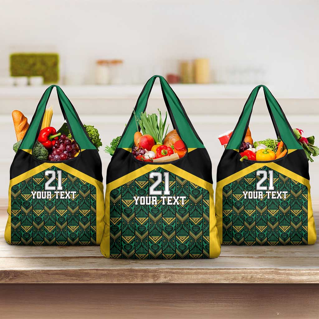 Jamaica Football Custom Grocery Bag Black Ethnic Motifs